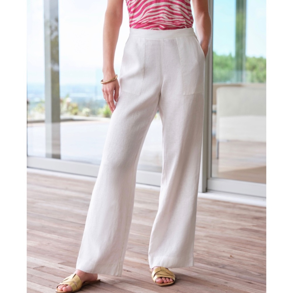 Pure Collection Laundered Linen Wide Leg Pant